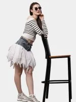 Reworked Levi’s Denim & Mesh Layered Skirt - Image 8