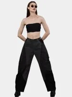 Duo Tone Black Pants with Side & Back Pocket Details - Image 10