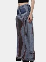 Reworked Denim Pants with Red Thread Detailing & 3D Pocket Design - Image 16