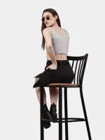 Reworked Black Pants Skirt with Dual Side Zippers - Image 13