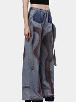 Reworked Denim Pants with Red Thread Detailing & 3D Pocket Design - Image 13