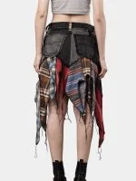 Reworked Levi’s & Flannel Patchwork Boho Skirt - Image 2