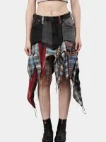 Reworked Levi’s & Flannel Patchwork Boho Skirt - Image 10