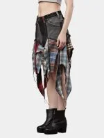 Reworked Levi’s & Flannel Patchwork Boho Skirt - Image 9