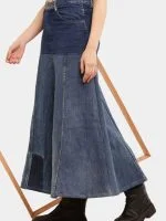 Reworked Vintage Denim Panelled Maxi Skirt - Image 12