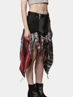 Reworked Levi’s & Flannel Patchwork Boho Skirt - Image 8
