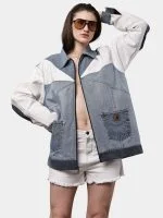 Reworked Dual-Tone Denim Patchwork Jacket - Image 7